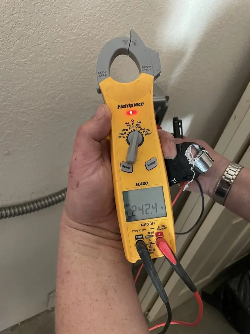 Voltage testing with clamp meter during Generator Installation in Gunnison